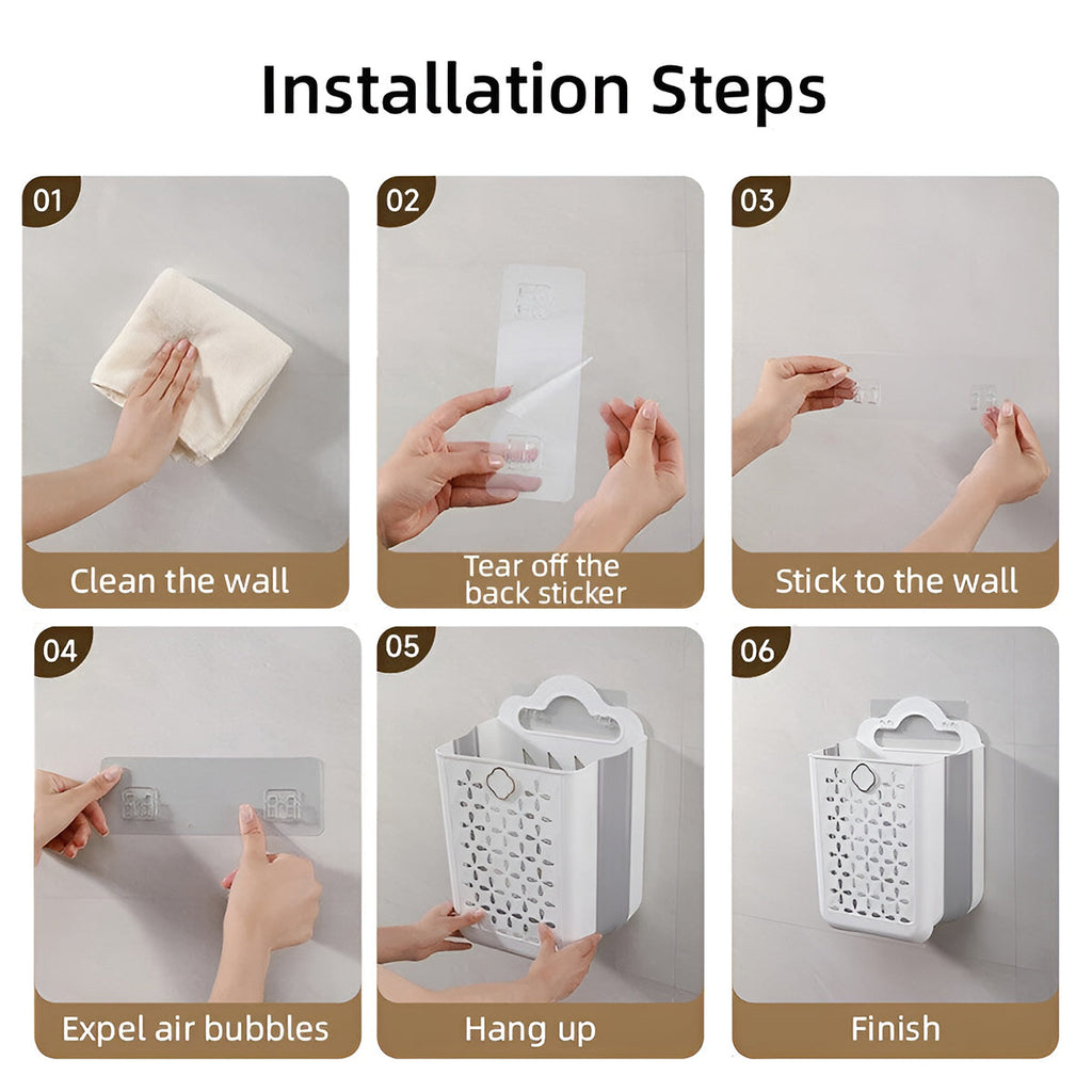 Wall Mounted Foldable Laundry Basket for Bedroom Laundry Room Space Saving