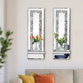 Wall Mirror Candle Holder Set with Silver Diamonds