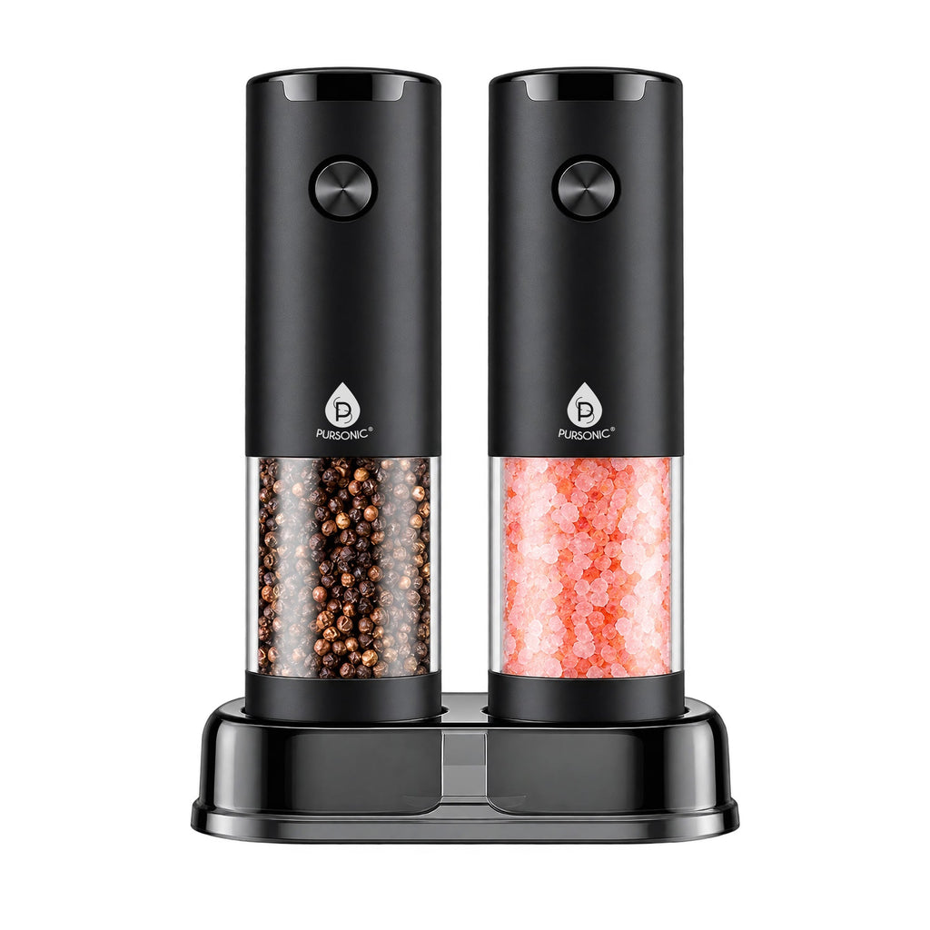 Electric Salt & Pepper Grinder Set – 2-Piece One-Touch Adjustable Grinders