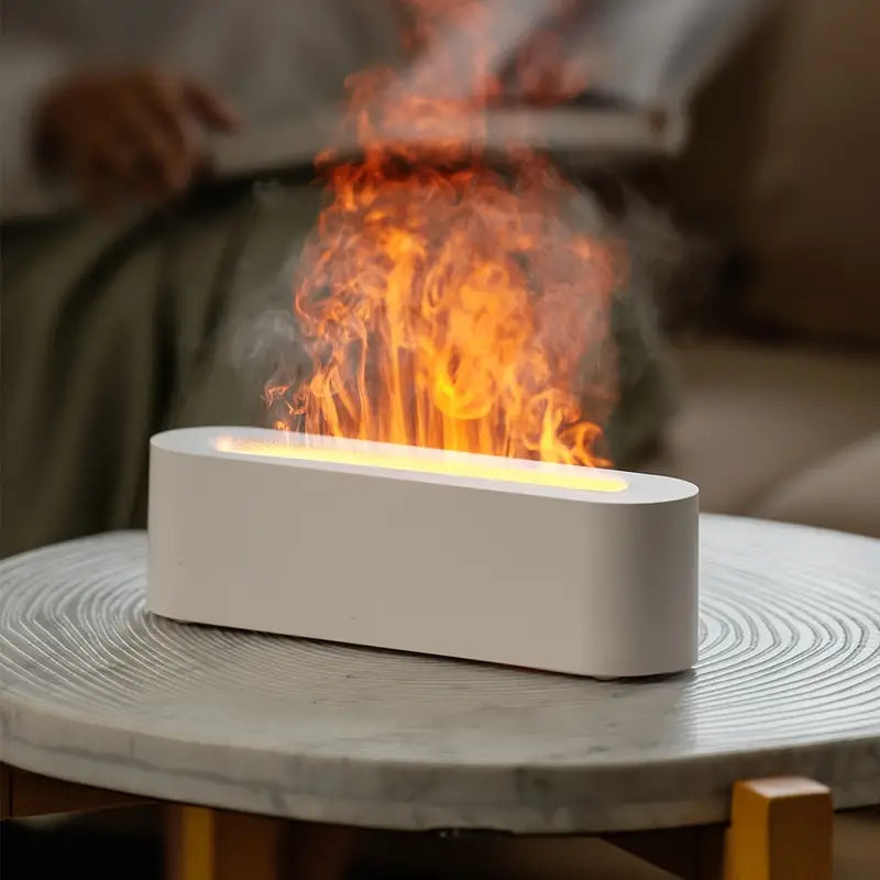 Mini USB-Powered Color-Changing Flame Aroma Diffuser & Cool Mist Humidifier - White